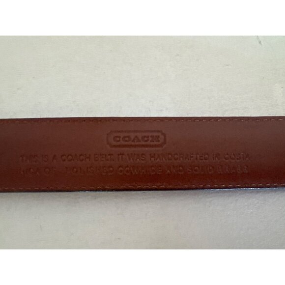 Coach Mens Leather Belt Sz 42 Black Smooth Cowhide Polished Brass Buckle Luxury - Picture 6 of 12